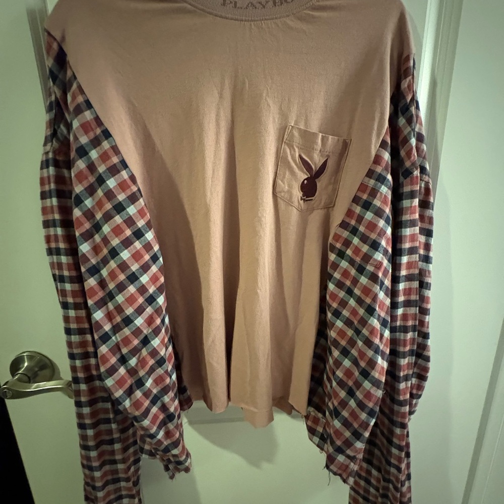 PLAYBOY Pink and Red Long Sleeve Tee